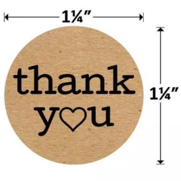 (50) Thank You Stickers / Round / Kraft Paper - Picture 3 of 4